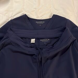 Mandala Scrub set - navy. Large bottoms. Medium top.